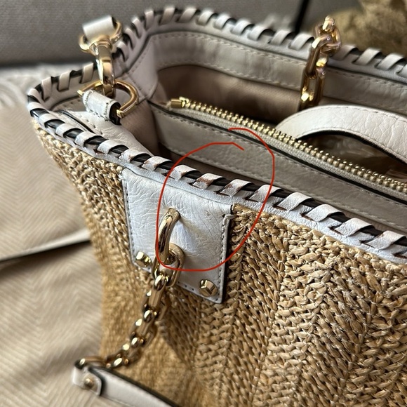 Summer Straw Michael Kors Handbag with White Leather Straps - Picture 4 of 17